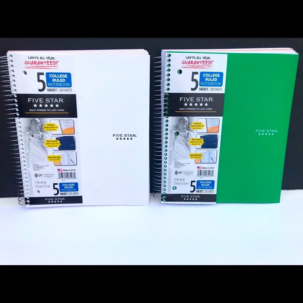 White - 5subject Five Star Notebook